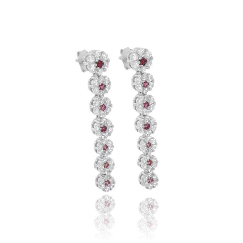 ORECCHINI TENNIS SETTE FIORI IN ARGENTO TIT 925 E ZIRCONI BIANCHI E COLORATI