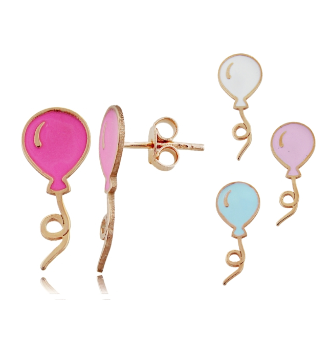 ORECCHINI PALLONCINO SMALTATO IN ARGENTO ROSATO TIT 925