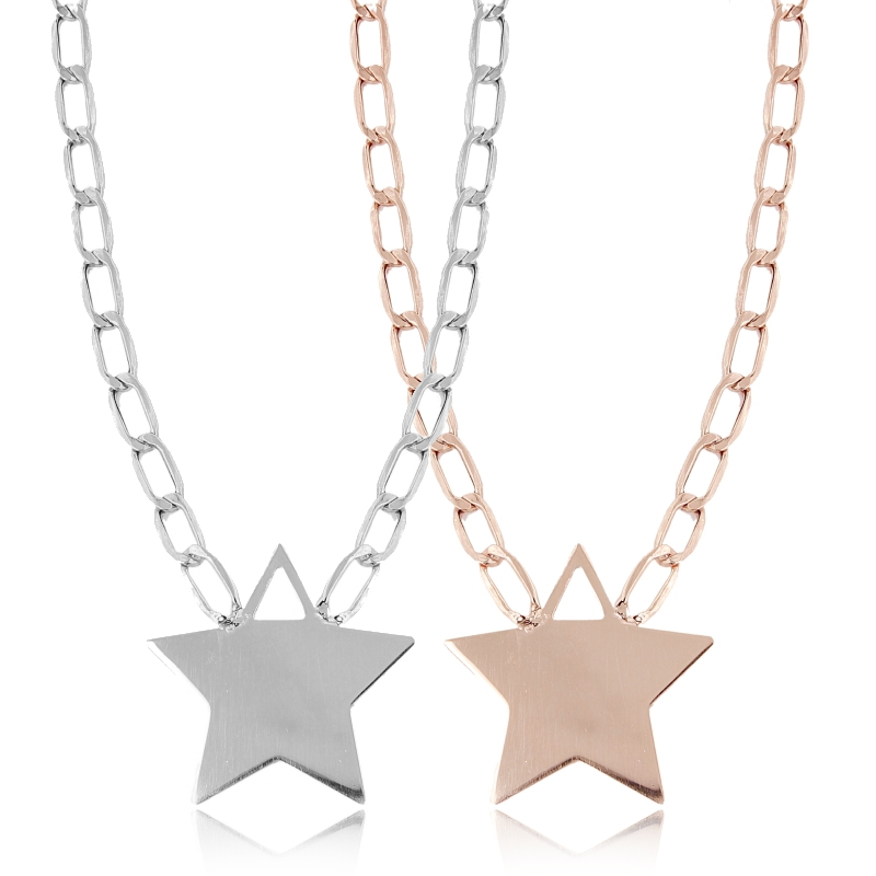 COLLANA CON STELLA CENTRALE IN ARGENTO TIT 925 CM 40-45