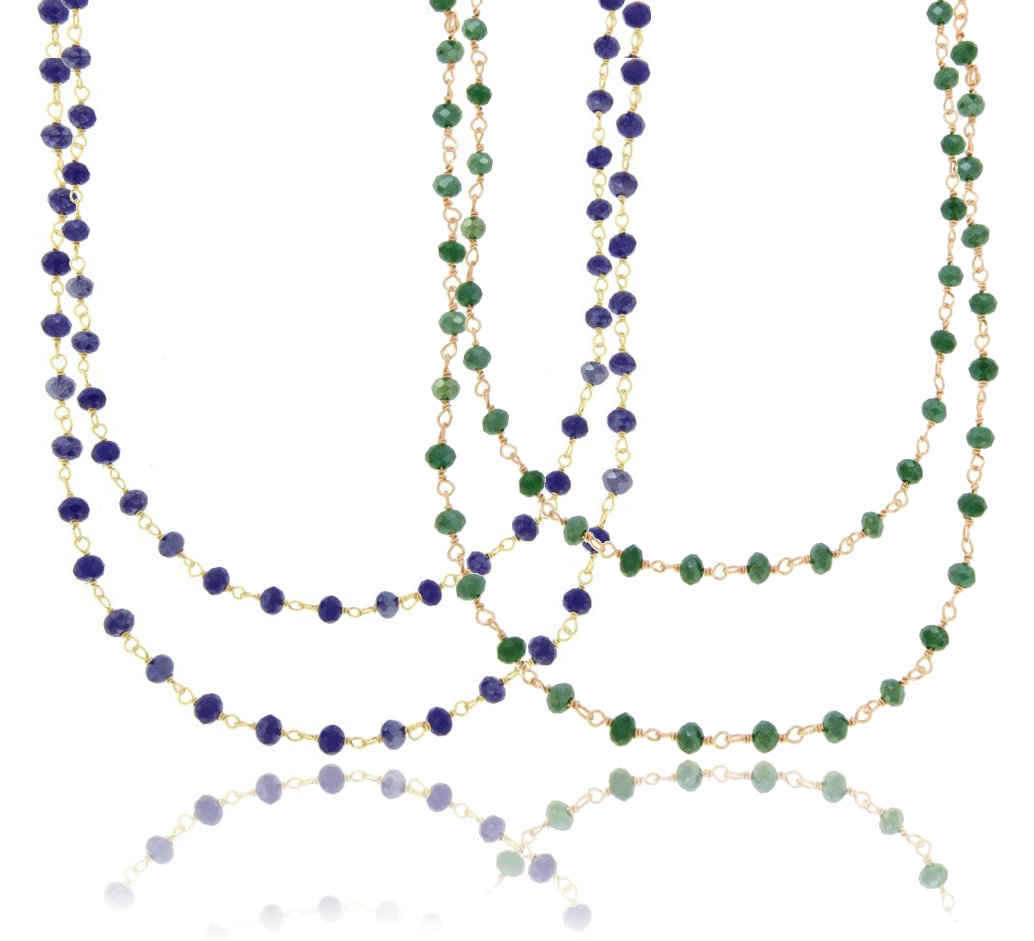 COLLANA A 2 FILI DEGRADE CON RONDELLE DI PIETRA FACCETTATA IN ARGENTO TIT 925 CM 40-50