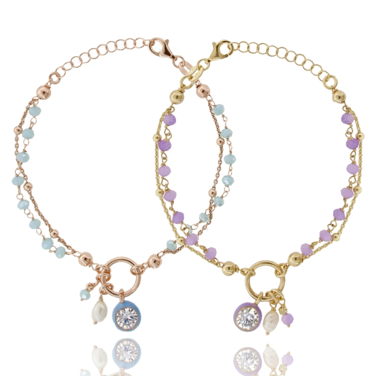 BRACCIALE CON SOLITARIO SMALTATO ZIRCONATO E PIETRE IN ARGENTO TIT 925 CM 17-19