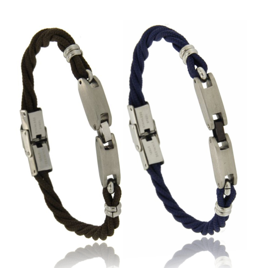 BRACCIALE IN CORDINO E ACCIAIO