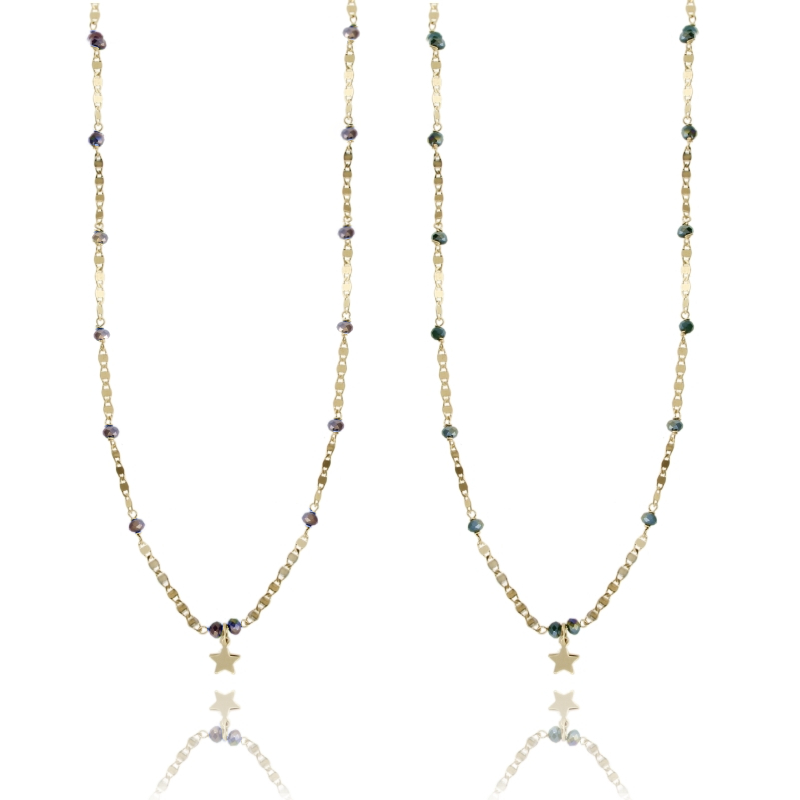 COLLANA CON PIETRE E STELLA IN ARGENTO TIT 925 CM 40