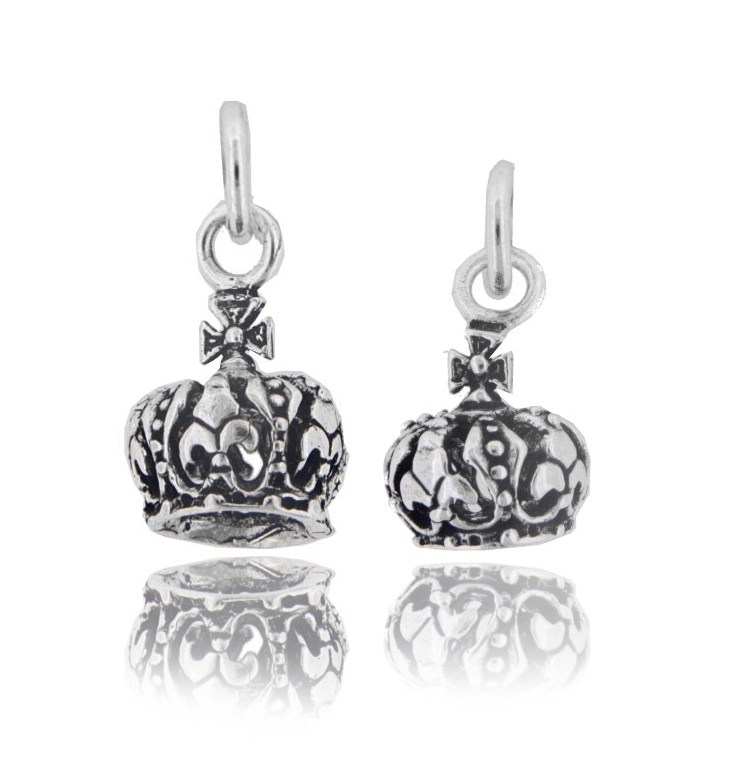 CIONDOLO CORONA IN ARGENTO BRUNITO TIT 800