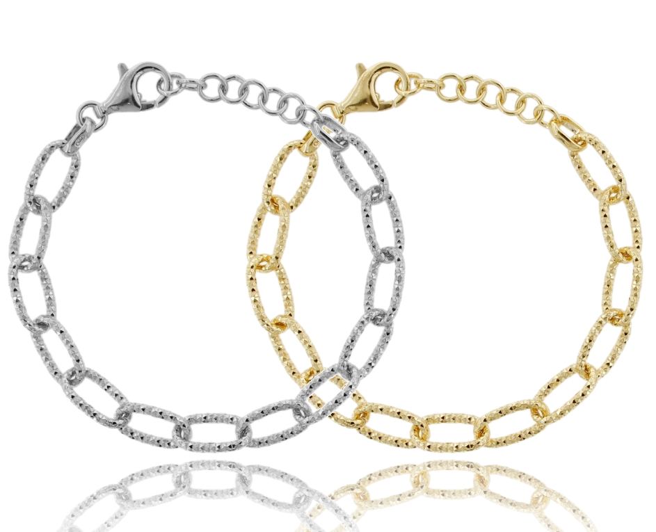 BRACCIALE FORZATINA ALLUNGATA MM 15X8 A CANNA DIAMANTATA MM 2 IN ARGENTO TIT 925 CM 18-21