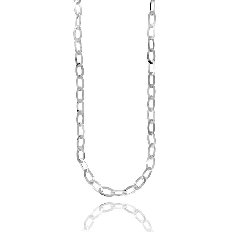 COLLANA FORZATINA A LASTRA IN ARGENTO RODIATO TIT 925 CM 33-38