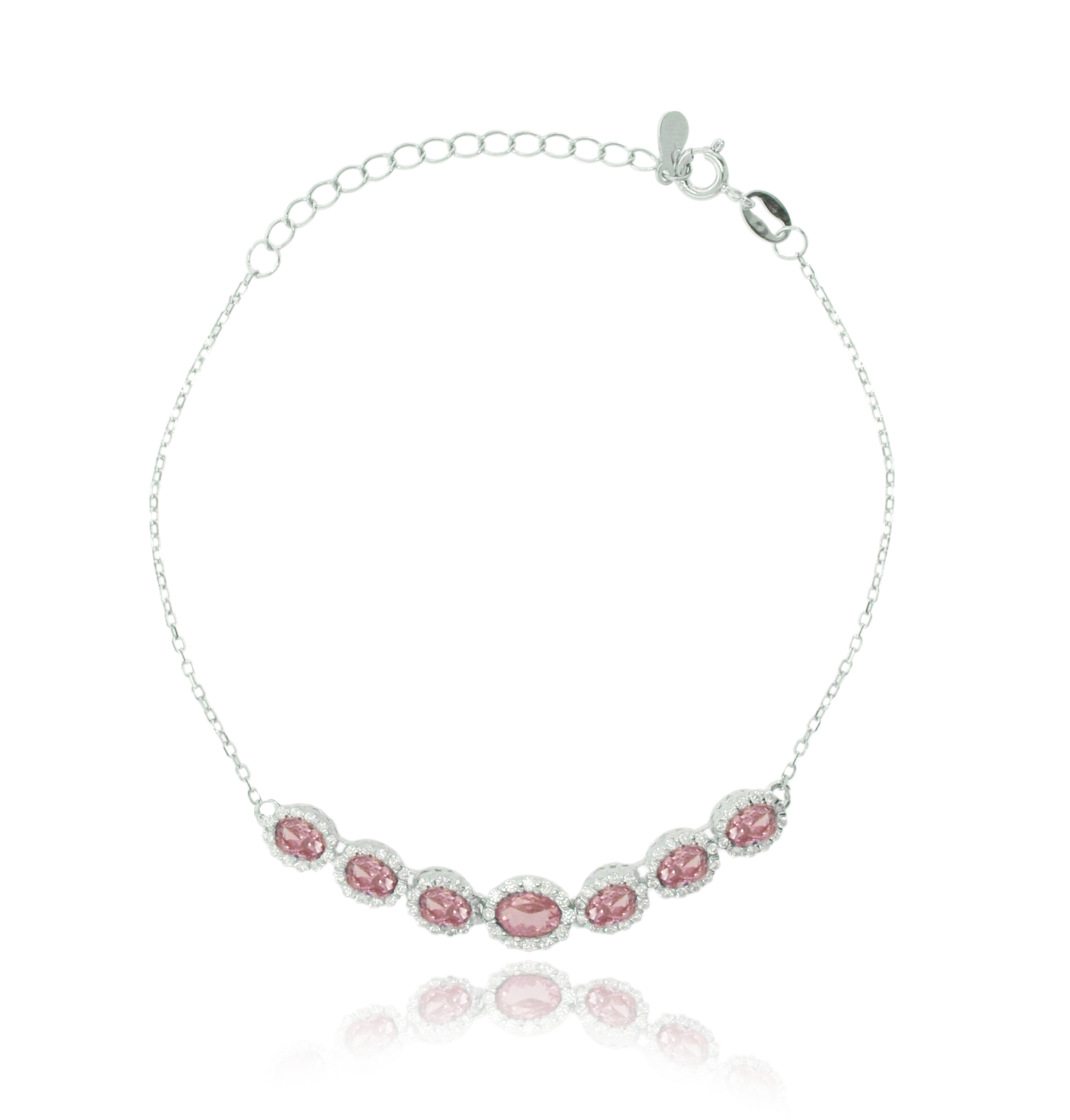 BRACCIALE FORZATINA CON OVALI CENTRALI IN ARGENTO RODIATO TIT 925 E ZIRCONI CM 17-19