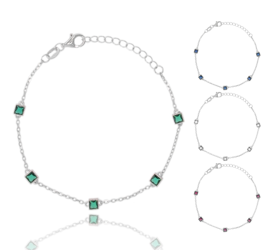 BRACCIALE FORZATINA CON ROMBI ALTERNATI IN ARGENTO RODIATO TIT 925 E ZIRCONI CM 17-19