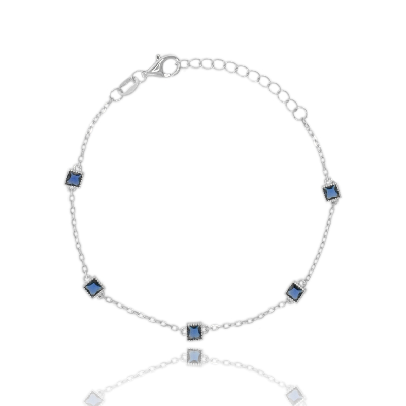 BRACCIALE FORZATINA CON ROMBI ALTERNATI IN ARGENTO RODIATO TIT 925 E ZIRCONI CM 17-19
