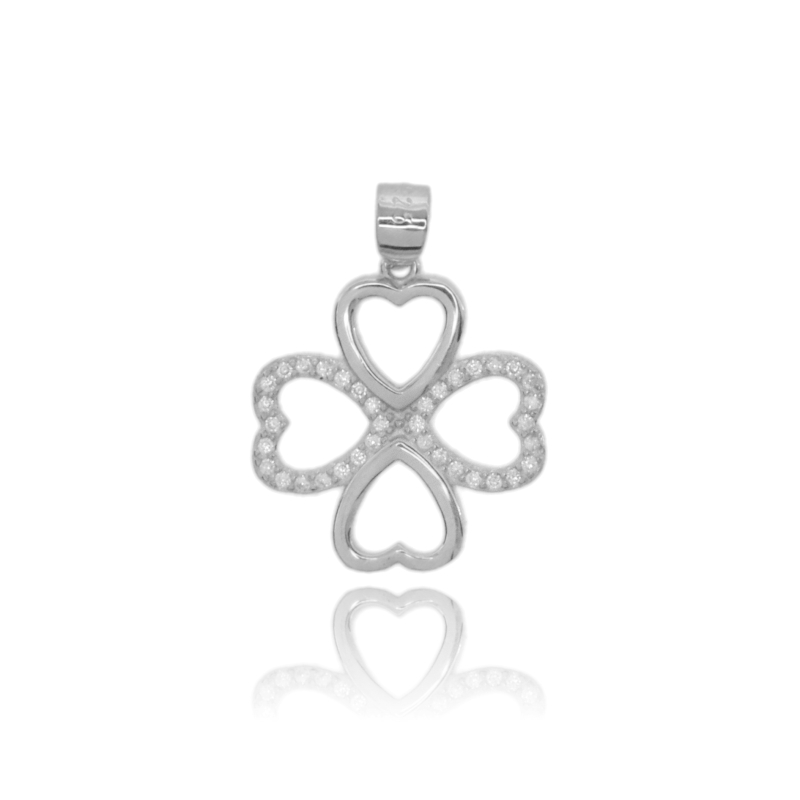 CIONDOLO QUADRIFOGLIO IN ARGENTO TIT 925 E ZIRCONI