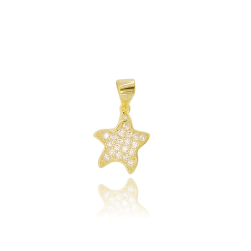 CIONDOLO STELLA MARINA IN ARGENTO DORATO TIT 925 E ZIRCONI