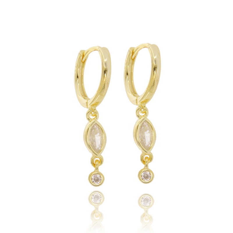 ORECCHINI A CERCHIO SCATTINO CON SPOLA PENDENTE IN ARGENTO TIT 925 E ZIRCONI