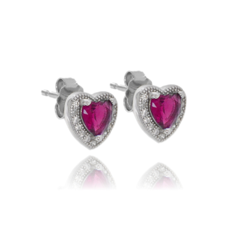 ORECCHINI A LOBO CUORE IN ARGENTO RODIATO TIT 925 E ZIRCONI