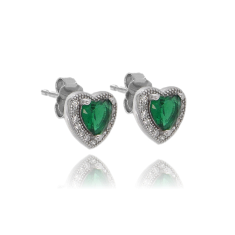 ORECCHINI A LOBO CUORE IN ARGENTO RODIATO TIT 925 E ZIRCONI