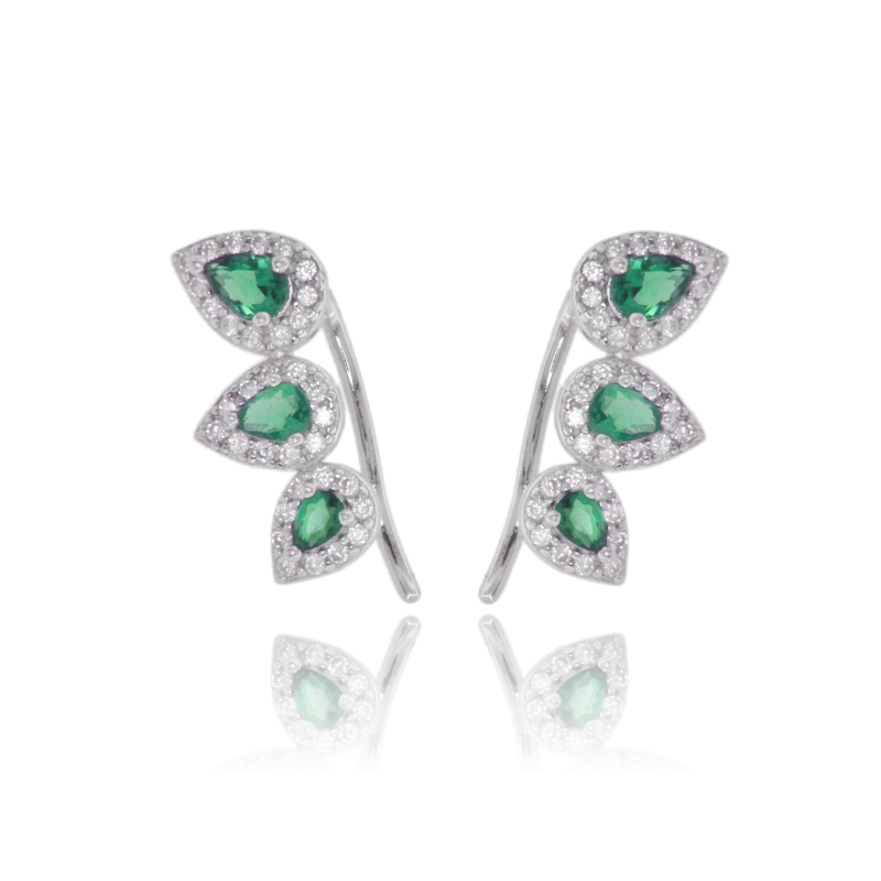 ORECCHINI EAR-CUFF 3 GOCCE IN ARGENTO RODIATO TIT 925 E ZIRCONI
