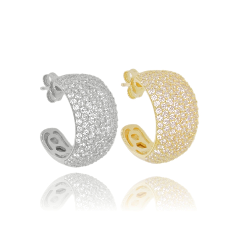 ORECCHINI A CERCHIO DIAM 16 MM IN ARGENTO TIT 925 E ZIRCONI
