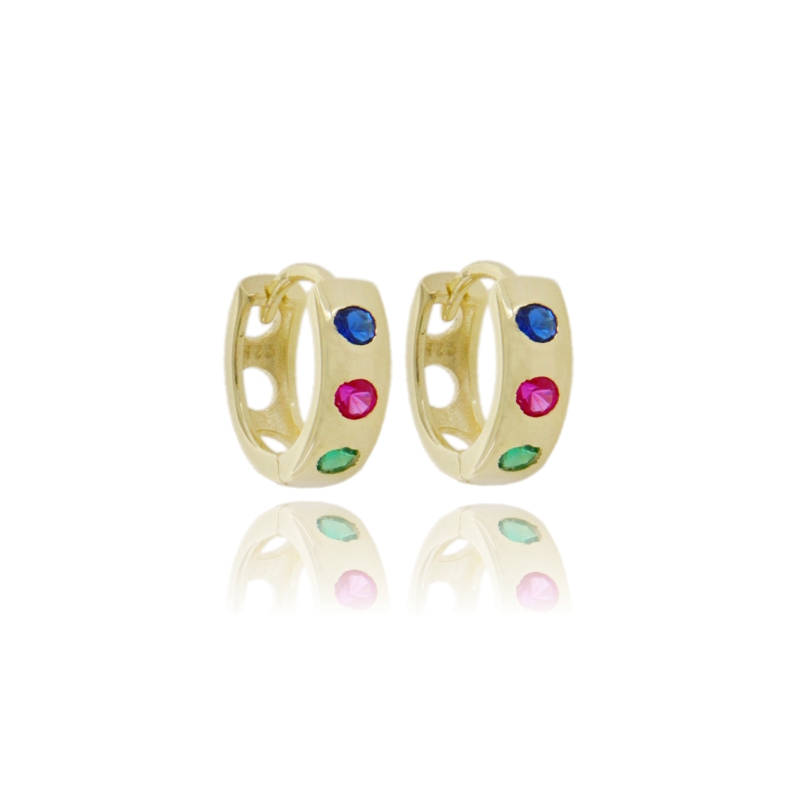 ORECCHINI A CERCHIO SCATTINO DIAM 9 MM IN ARGENTO TIT 925 E ZIRCONI COLORATI
