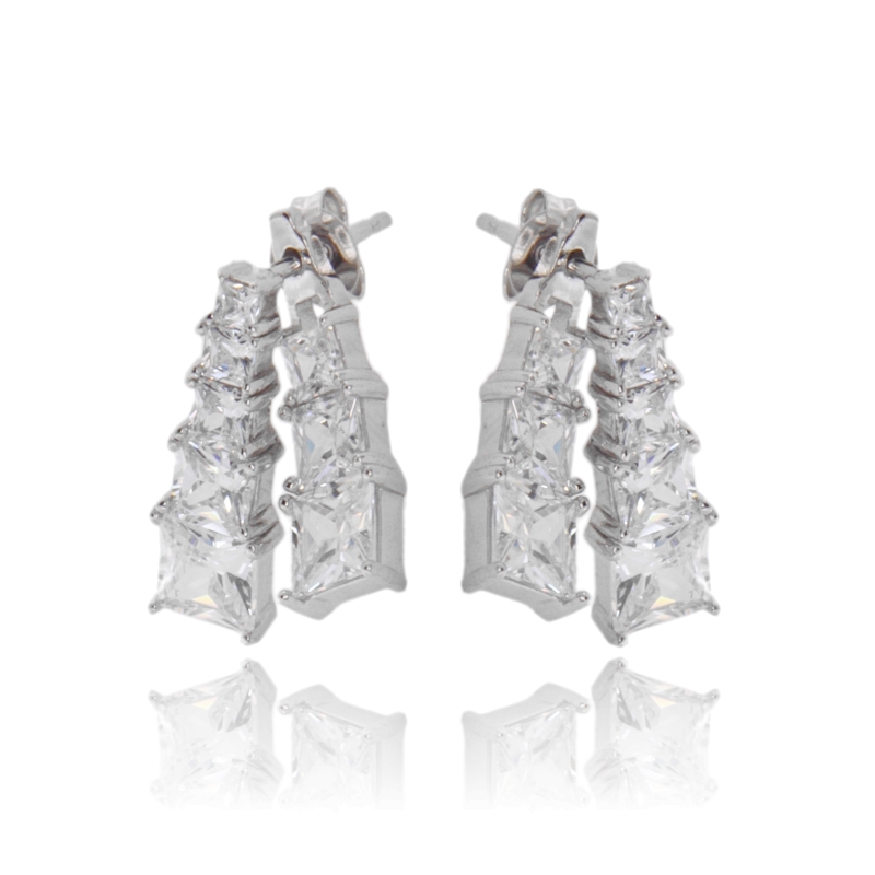 ORECCHINI PENDENTI IN ARGENTO RODIATO TIT 925 E ZIRCONI