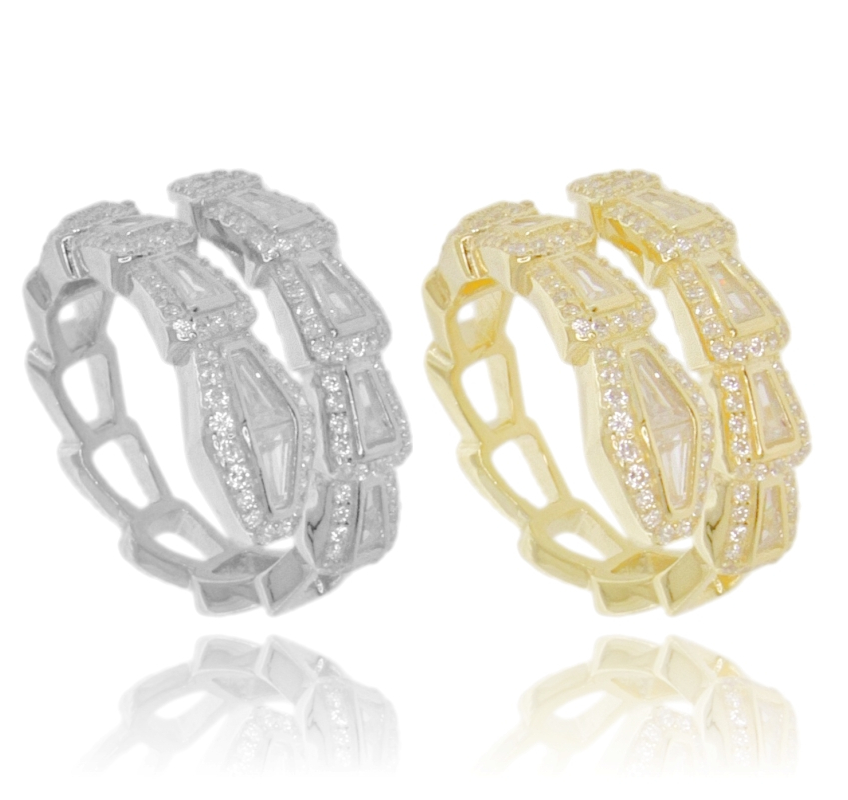 ANELLO SERPENTE IN ARGENTO TIT 925 E ZIRCONI MISURA REGOLABILE