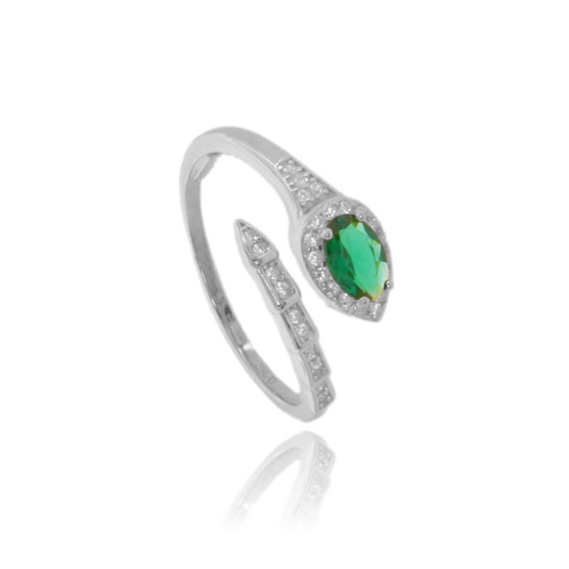 ANELLO SERPENTE IN ARGENTO TIT 925 E ZIRCONI, MISURA REGOLABILE