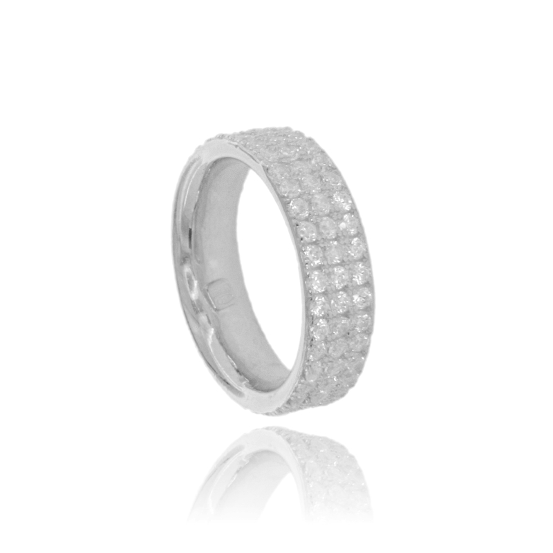 ANELLO FASCIA MM 6 IN ARGENTO TIT 925 E ZIRCONI