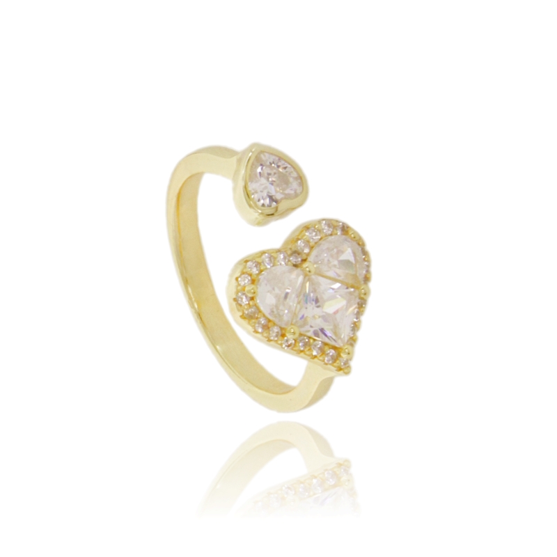 ANELLO CUORE CONTRARIE IN ARGENTO TIT 925 E ZIRCONI