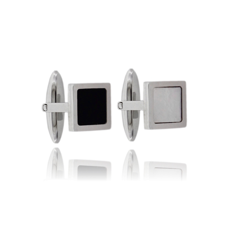 GEMELLI QUADRATI MM 12.5 CON ONICE NERO IN ACCIAIO