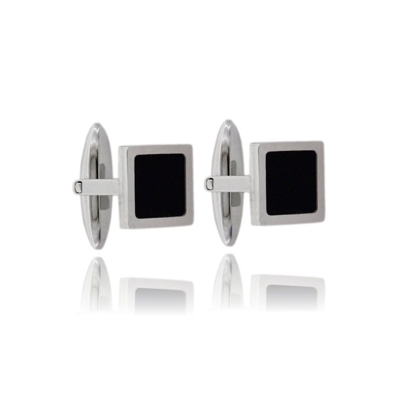 GEMELLI QUADRATI MM 12.5 CON ONICE NERO IN ACCIAIO