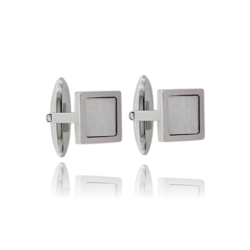GEMELLI QUADRATI MM 12.5 CON ONICE NERO IN ACCIAIO