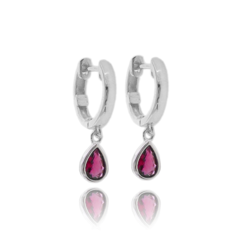 ORECCHINI A CERCHIO CON GOCCIA PENDENTE IN ARGENTO TIT 925 E ZIRCONI