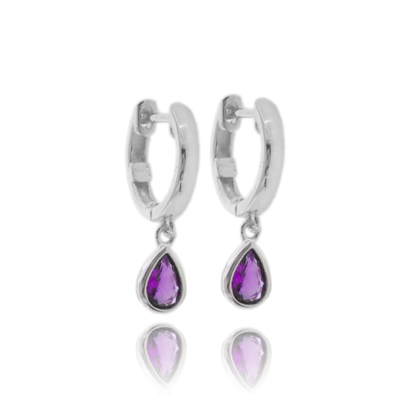 ORECCHINI A CERCHIO CON GOCCIA PENDENTE IN ARGENTO TIT 925 E ZIRCONI