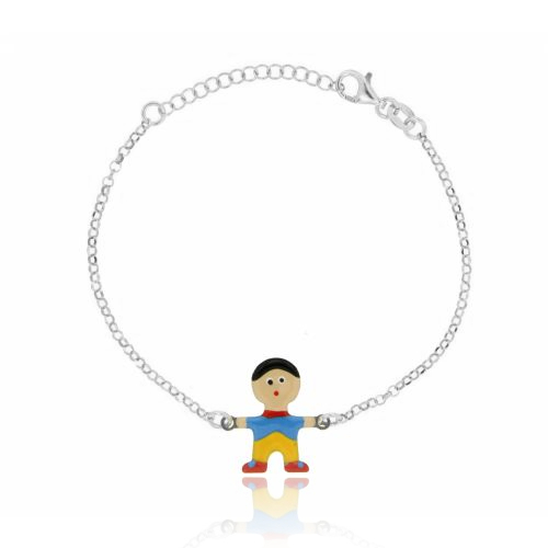 BRACCIALE ROLO' CM 18 CON BIMBO SMALTATO IN ARGENTO RODIATO TIT 925