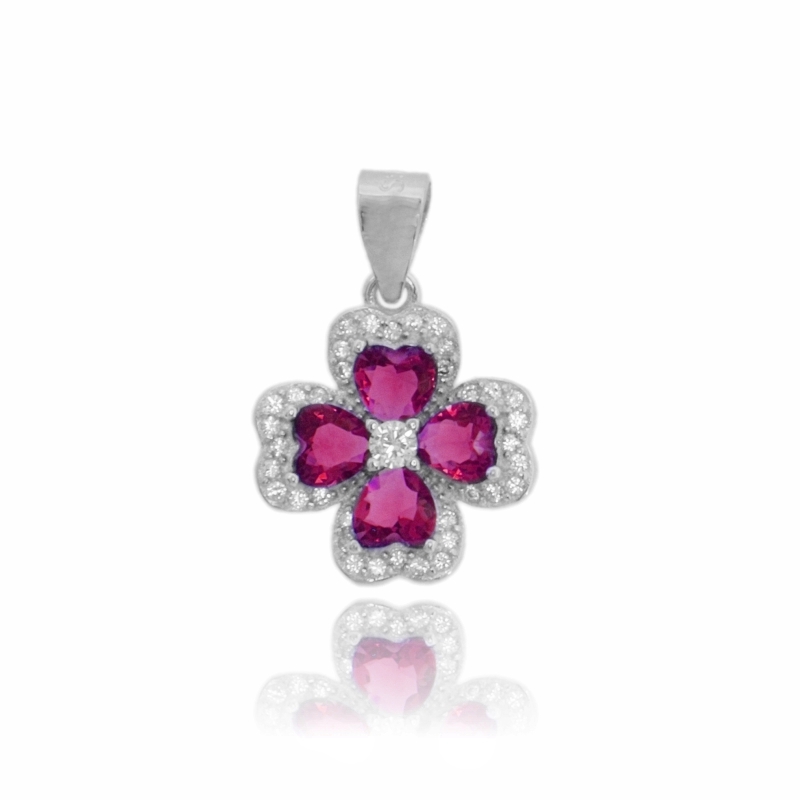 CIONDOLO QUARDIFOGLIO IN ARGENTO TIT 925 E ZIRCONI