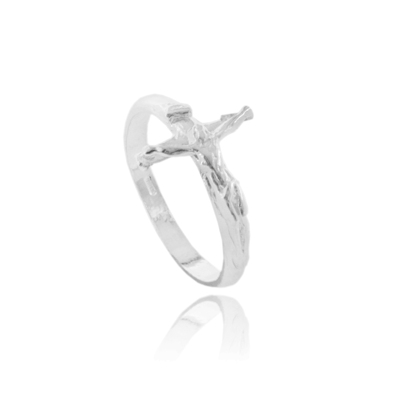 ANELLO CON CRISTO SULLA CROCE IN AG TIT 925‰ MISURA 12