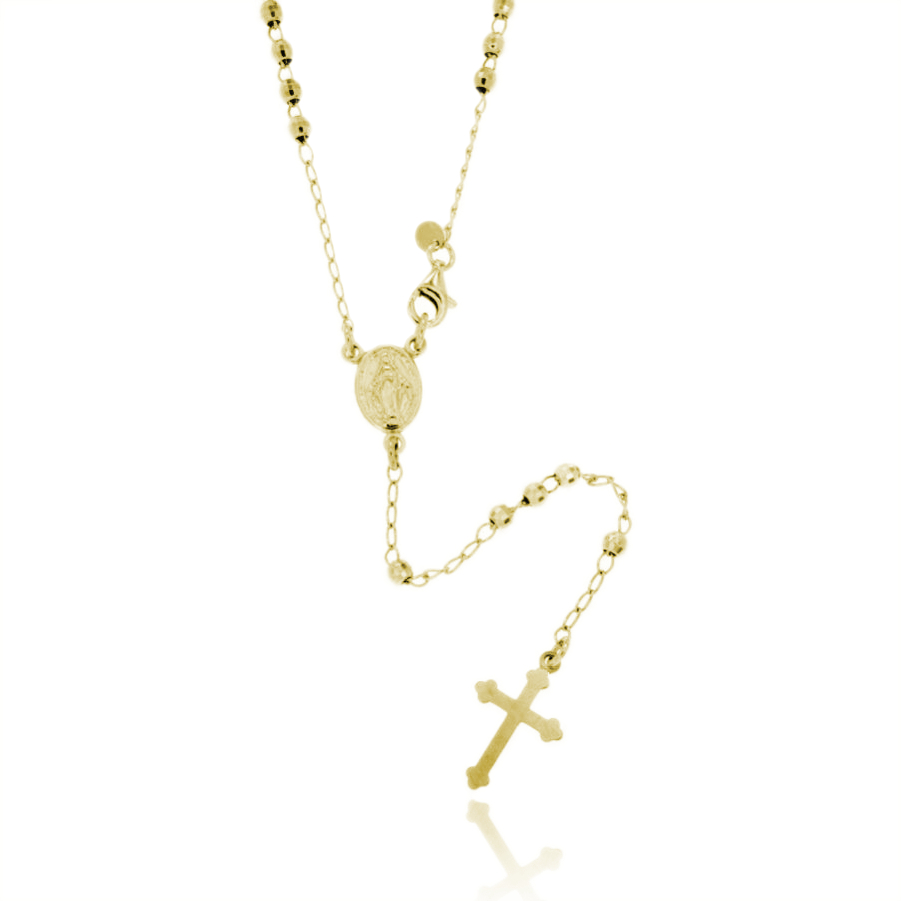 COLLANA ROSARIO A Y CON PALLINA FACCETTATA DA MM 3 IN ARGENTO TIT 925