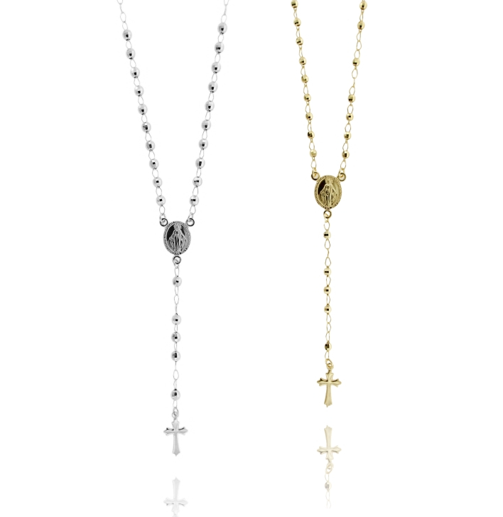 COLLANA ROSARIO A Y CON PALLINA FACCETTATA IN ARGENTO 925