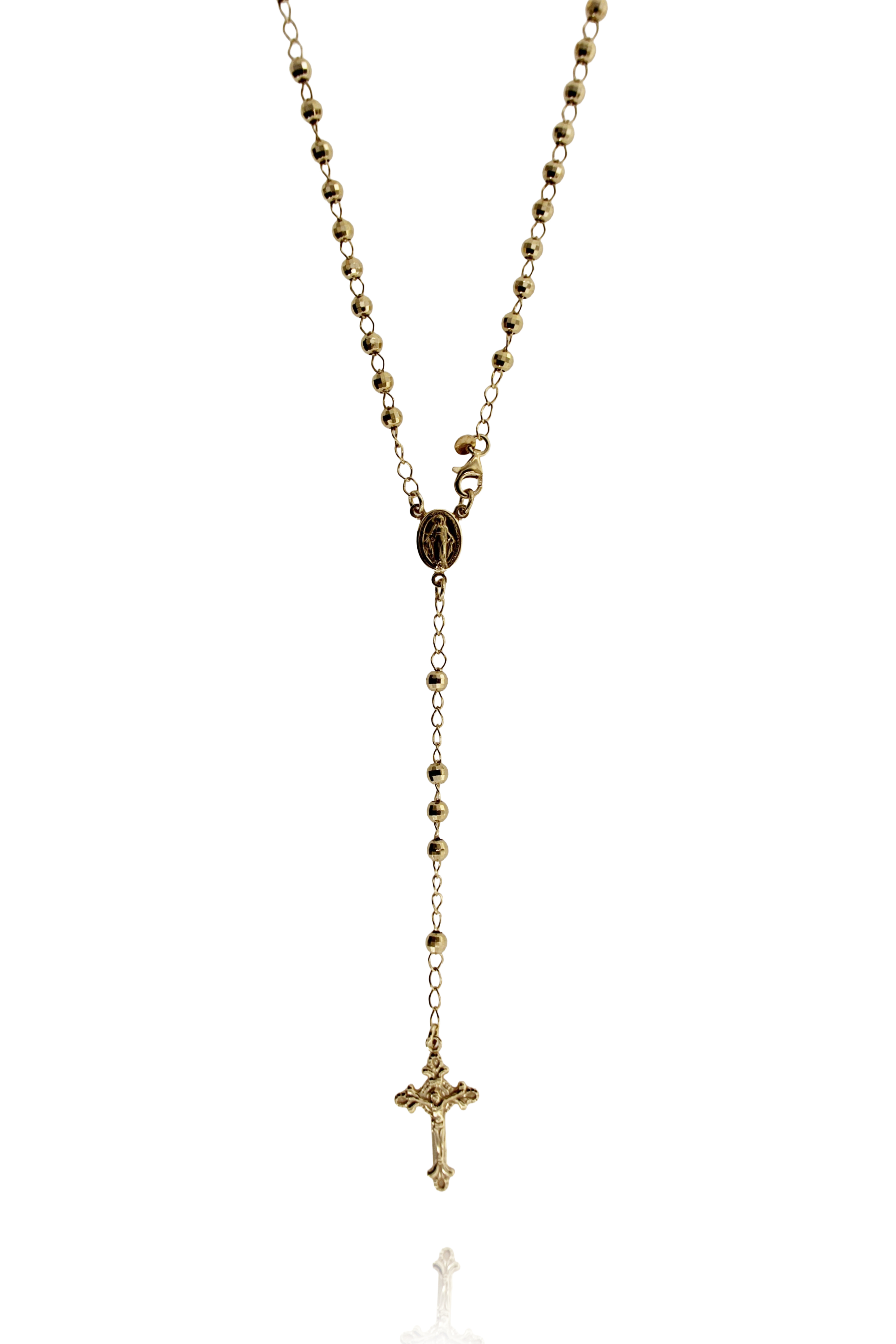 COLLANA ROSARIO CM 45 A Y MM 4 CON PALLINA FACCETTATA IN ARGENTO 925