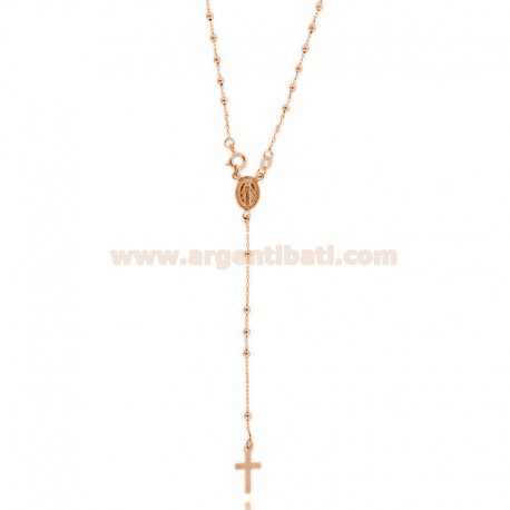 COLLANA ROSARIO FORZATINA CON PALLINA LISCIA DA MM 2,5 CM 50 IN ARGENTO TIT 925‰ PLACCATO ORO ROSA