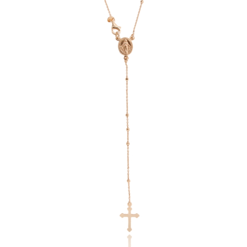 COLLANA ROSARIO FORZATINA A Y CON SFERE DIAMANTATE IN ARGENTO TIT 925
