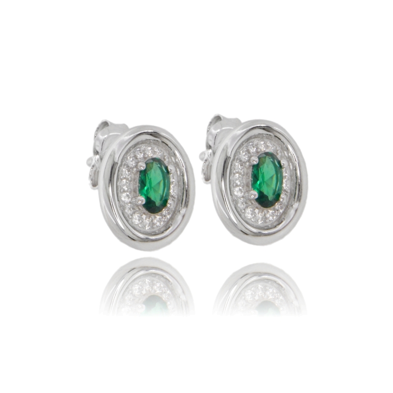 ORECCHINI A LOBO OVALE IN ARGENTO RODIATO TIT 925 E ZIRCONI