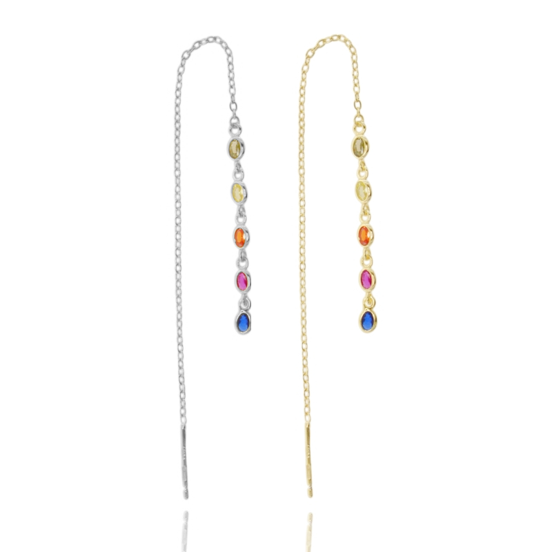 ORECCHINI EAR-CUFF COCCE MULTICOLOR IN ARGENTO TIT 925 E ZIRCONI