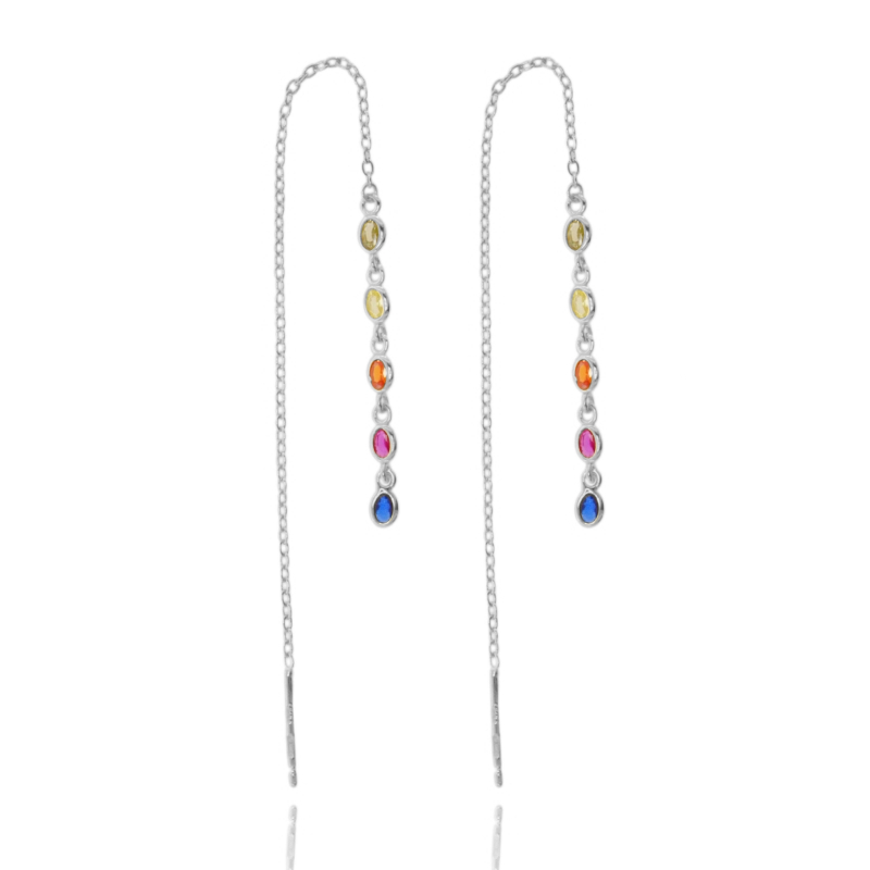 ORECCHINI EAR-CUFF COCCE MULTICOLOR IN ARGENTO TIT 925 E ZIRCONI