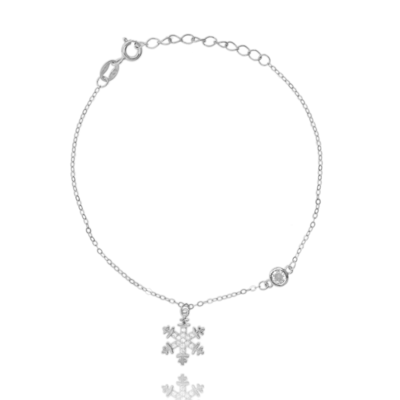 BRACCIALE CON FIOCCO DI NEVE IN ARGENTO TIT 925 E ZIRCONI CM 16-20