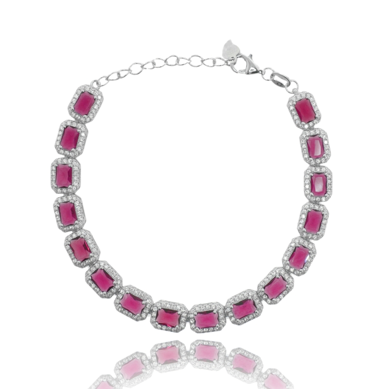 BRACCIALE CON ZIRCONI IN ARGENTO RODIATO TIT 925 CM 17-21