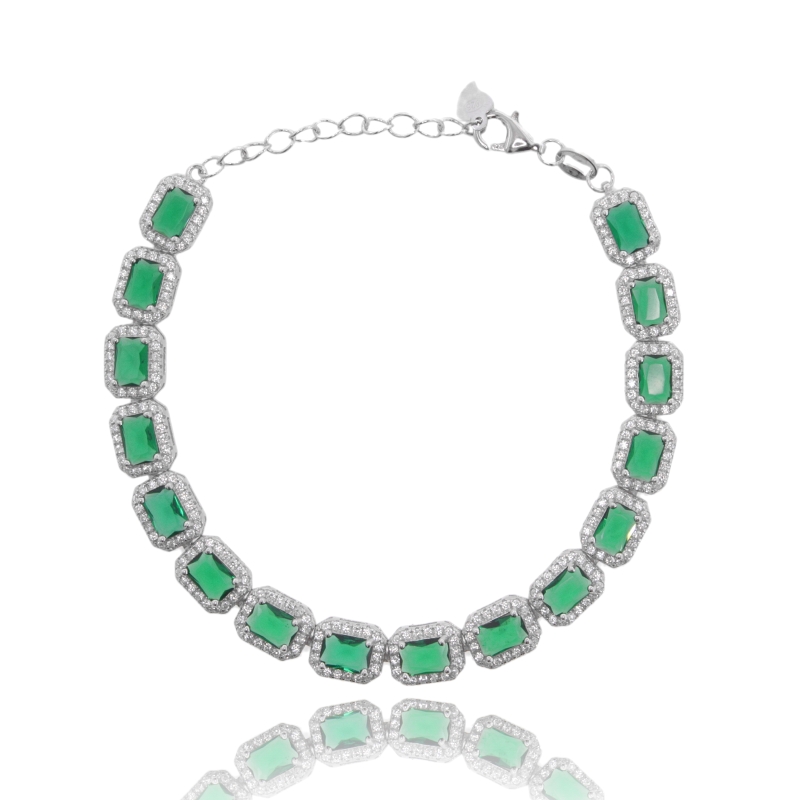 BRACCIALE CON ZIRCONI IN ARGENTO RODIATO TIT 925 CM 17-21