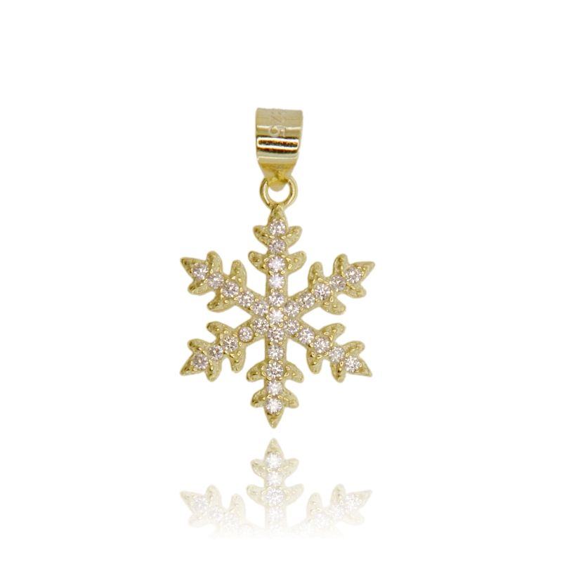 CIONDOLO FIOCCO DI NEVE CON ZIRCONI BIANCHI MM 18 IN ARGENTO TIT 925