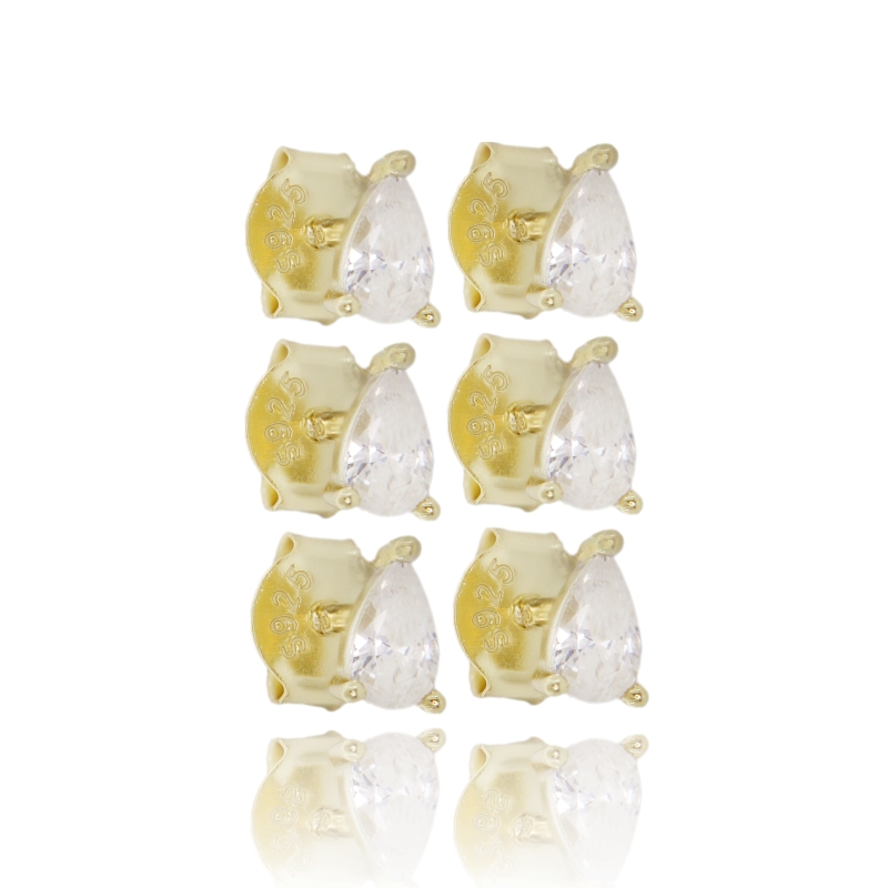 ORECCHINI A LOBO 3 COPPIE TRIANGOLO IN ARGENTO TIT 925 E ZIRCONI