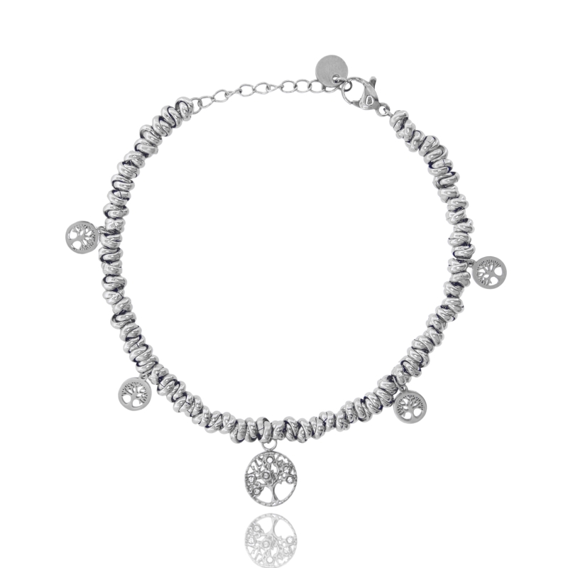 BRACCIALE RONDELLE CON CHARMS IN ACCIAIO E STRASS