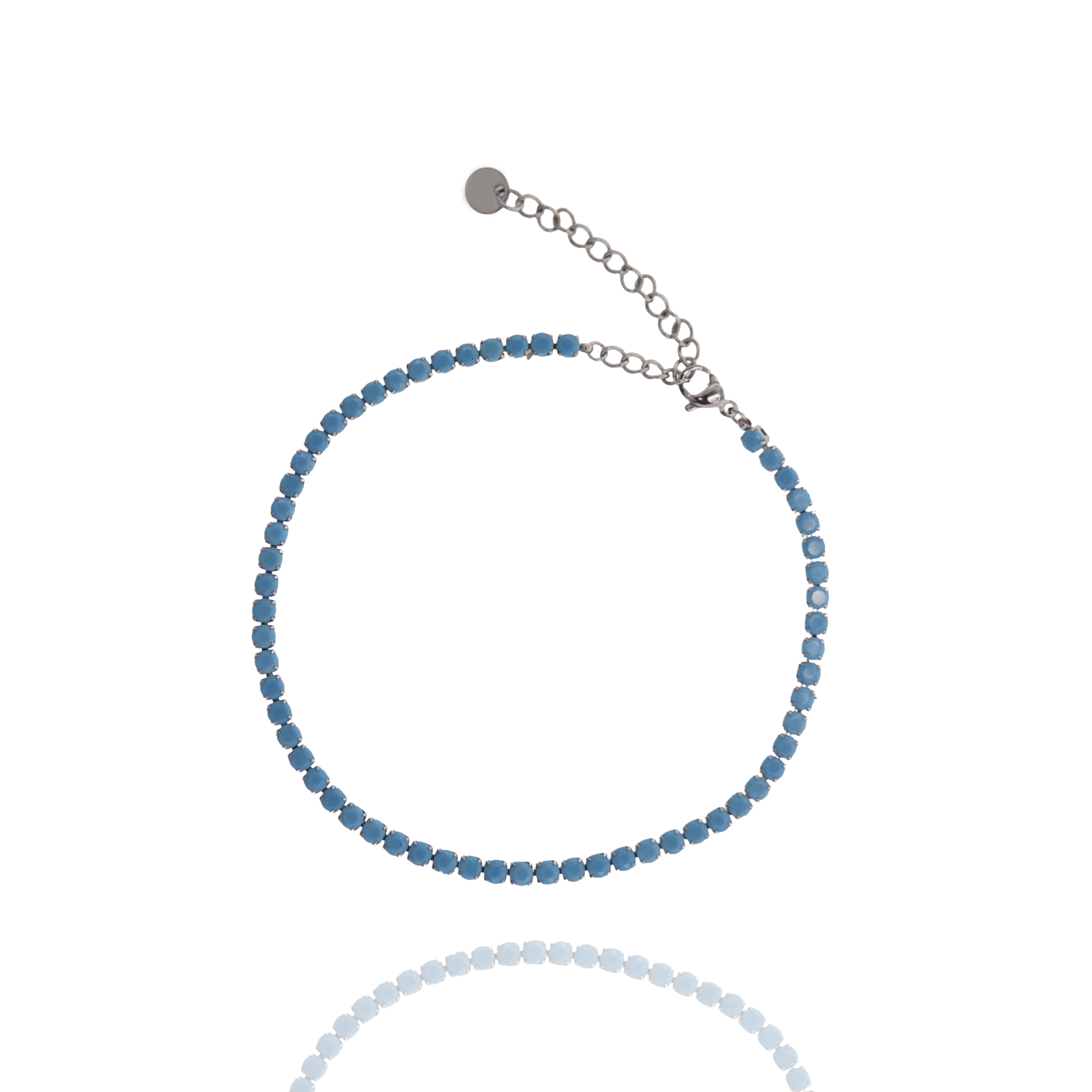 CAVIGLIERA TENNIS IN ACCIAIO E STRASS CM 21