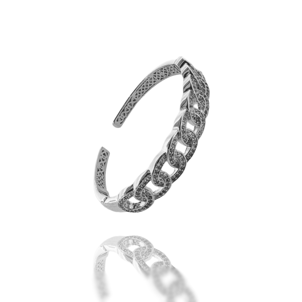 BRACCIALE RIGIDO CON ZIRCONI IN OTTORE